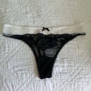 Victoria's Secret Black and White Lace Thong Panty